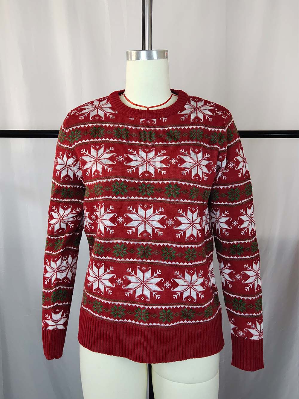 Stilla | Strikjulepullover Med Snefnug og Lange Ærmer