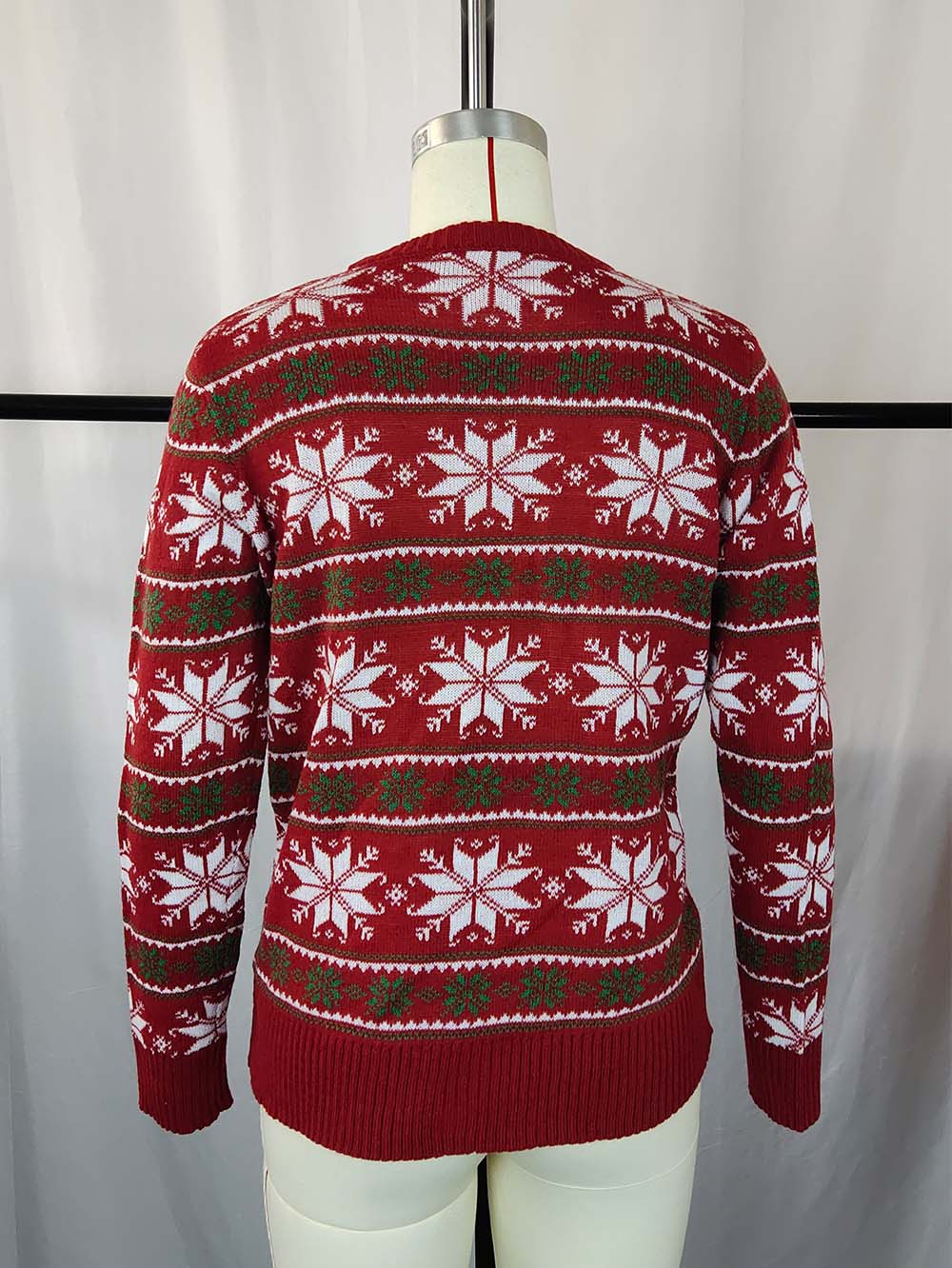 Stilla | Strikjulepullover Med Snefnug og Lange Ærmer