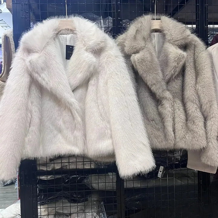 Stilla | Vintage - Dame vinterjakke med kunstpels og revers