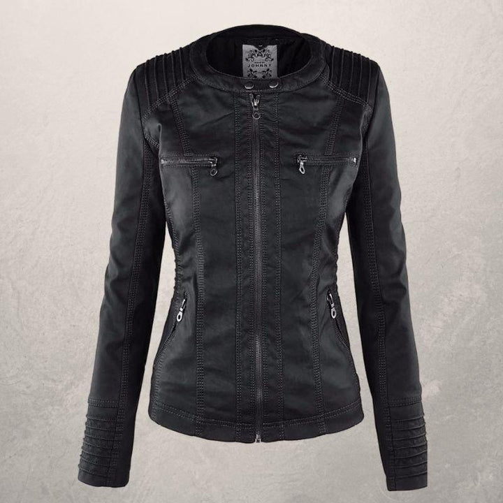 Stilla | Kunstlæderjakke Slim Fit Hættezip Jakke