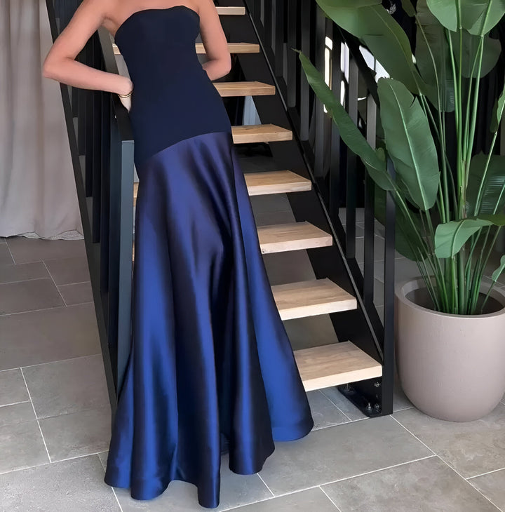 Stilla | Sexy Luksus Patchwork Strapless Maxi Kjole