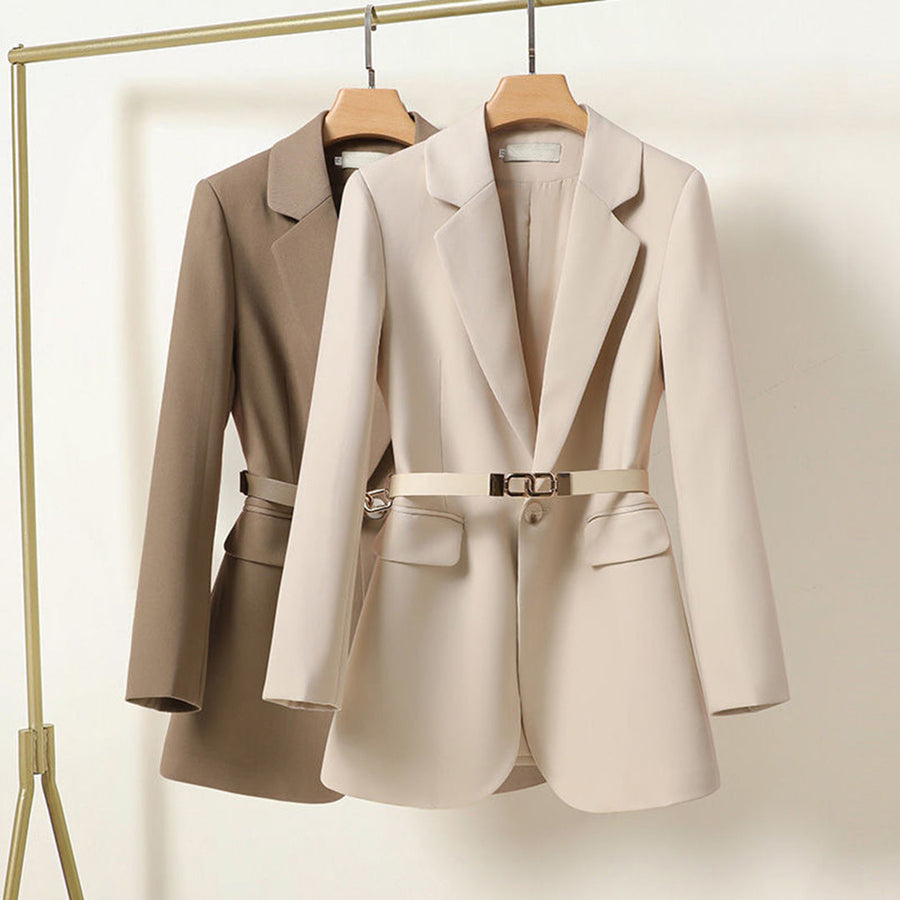 Stilla | Elegant Lang Blazer Med Bælte Til Damer
