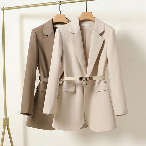 Stilla | Elegant Lang Blazer Med Bælte Til Damer