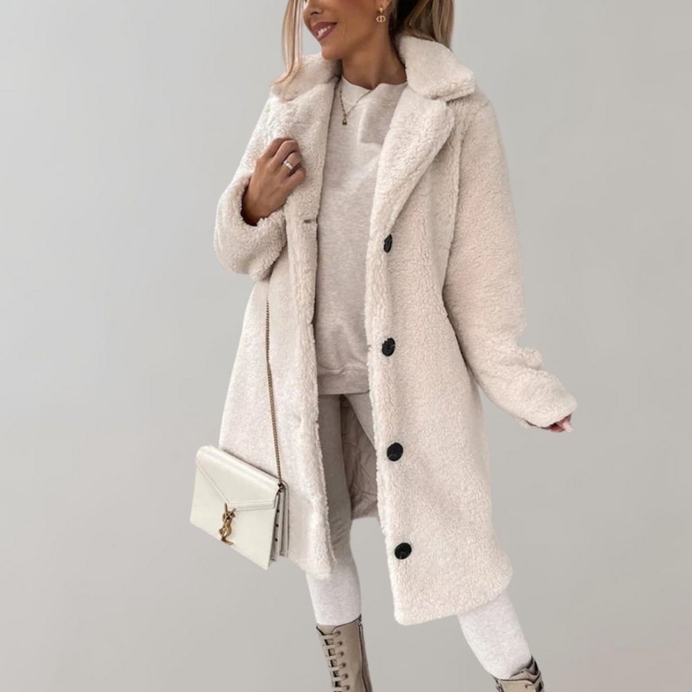 Stilla | Teddy Jakke til Damer Hvid Warm og Trendy
