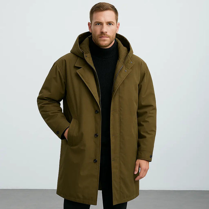 Stilla | Vandtæt Puffer Trench Coat til Mænd med Hætte