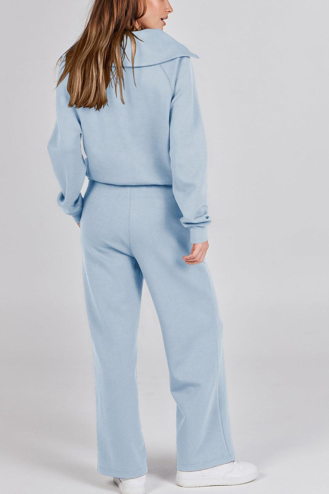 Stilla | Sweatshirt med stor lynlås og ombukket krave og lange bukser