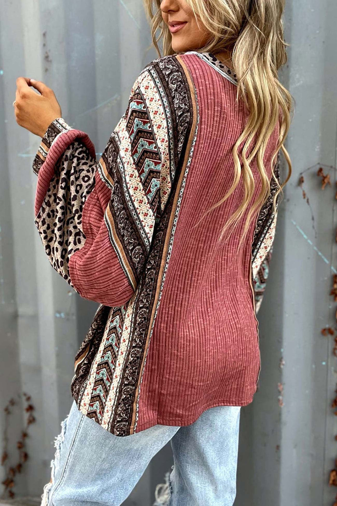 Stilla | Stripeet Pullover Med Leopardkontrast