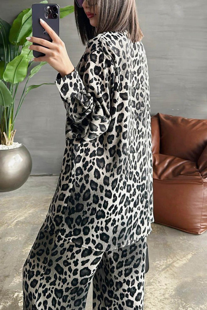 Stilla | Langærmet Blusesæt Med Leopardprint