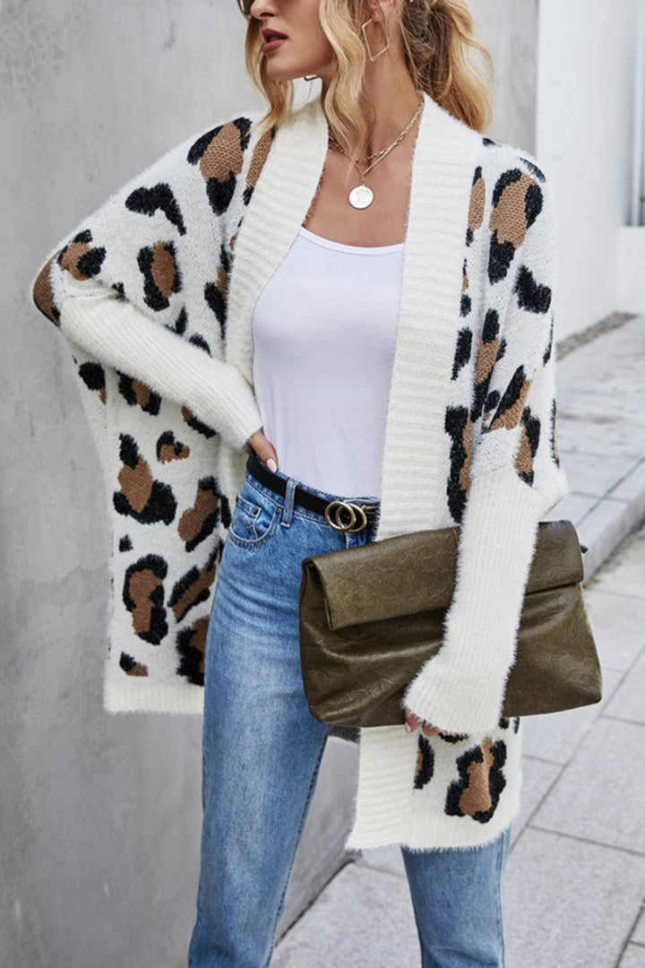 Stilla | Åben Leopardmønster Cardigan Foran