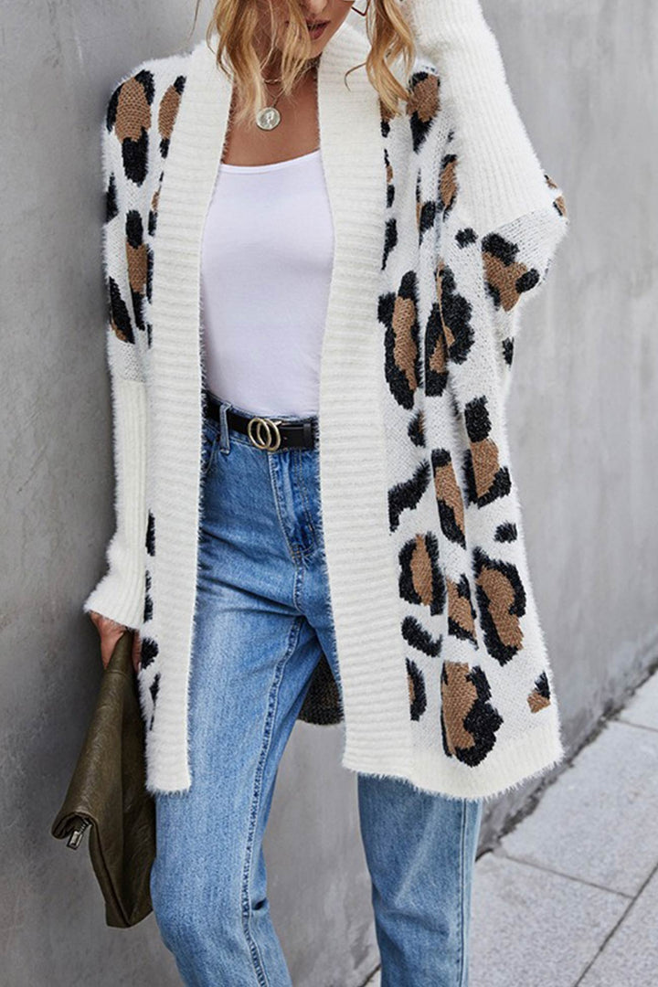 Stilla | Åben Leopardmønster Cardigan Foran