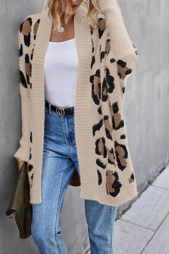 Stilla | Åben Leopardmønster Cardigan Foran