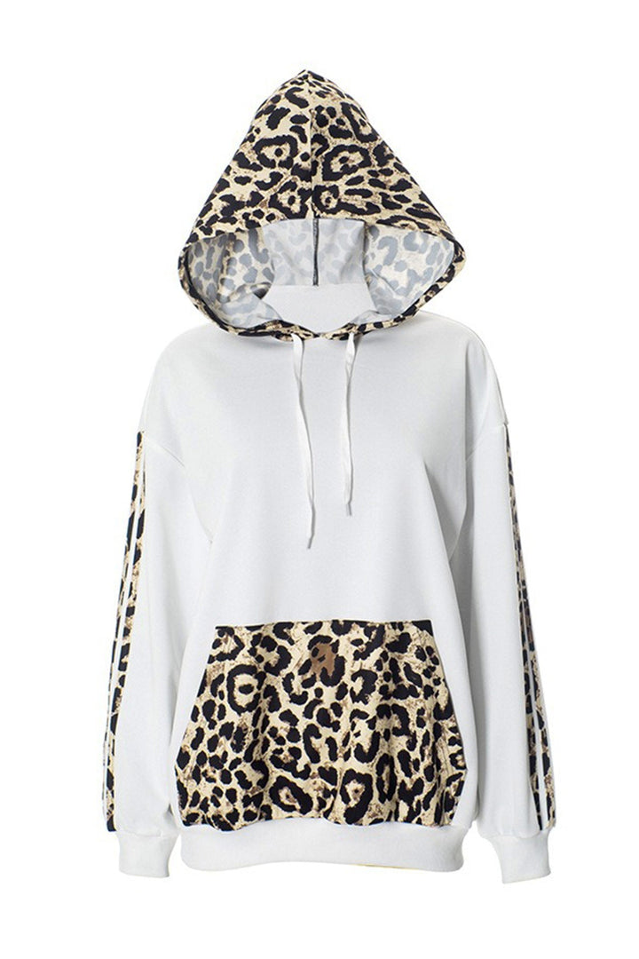 Stilla | Hættetrøje med trykt leopard patchwork og afslappet pasform