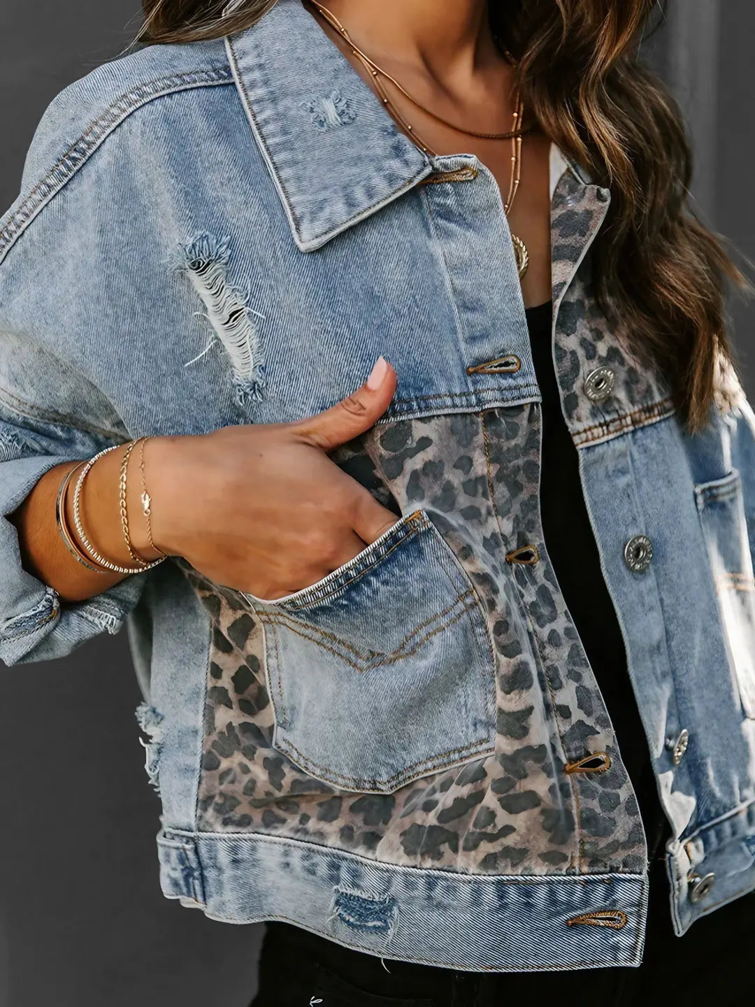 Stilla | Jeansjakke med dyreprint