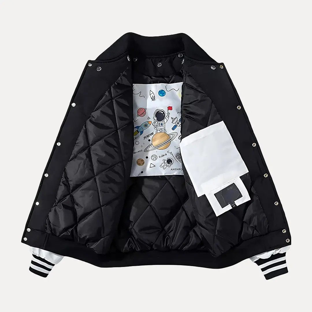 Stilla | Patchwork Aftagelig Hætte Varsity Jakke
