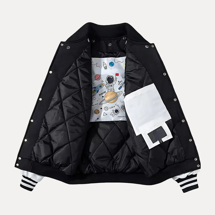 Stilla | Patchwork Aftagelig Hætte Varsity Jakke