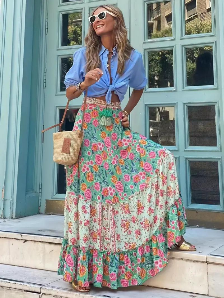 Skovae | Maxi Skirt Farverig Boho-flæser Skirt