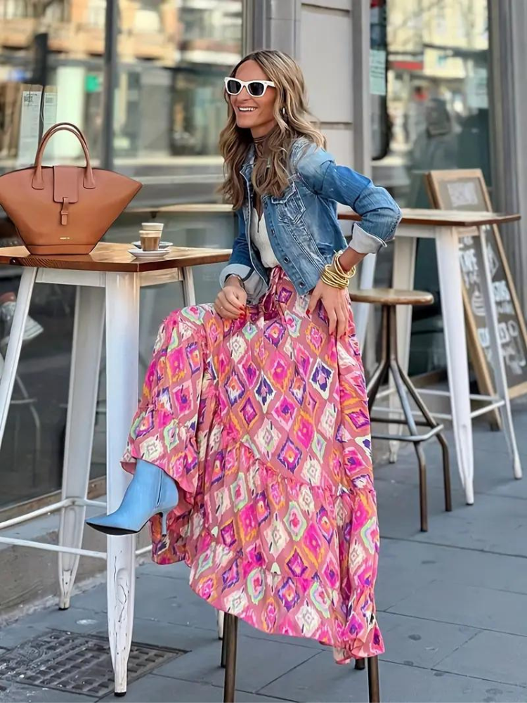 Skovae | Maxi Skirt Farverig Boho-flæser Skirt