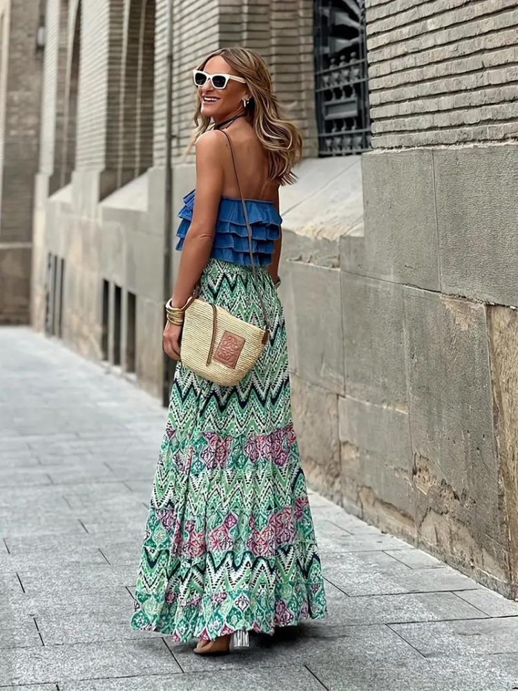Skovae | Maxi Skirt Farverig Boho-flæser Skirt