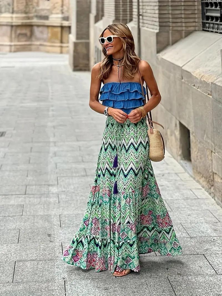 Skovae | Maxi Skirt Farverig Boho-flæser Skirt