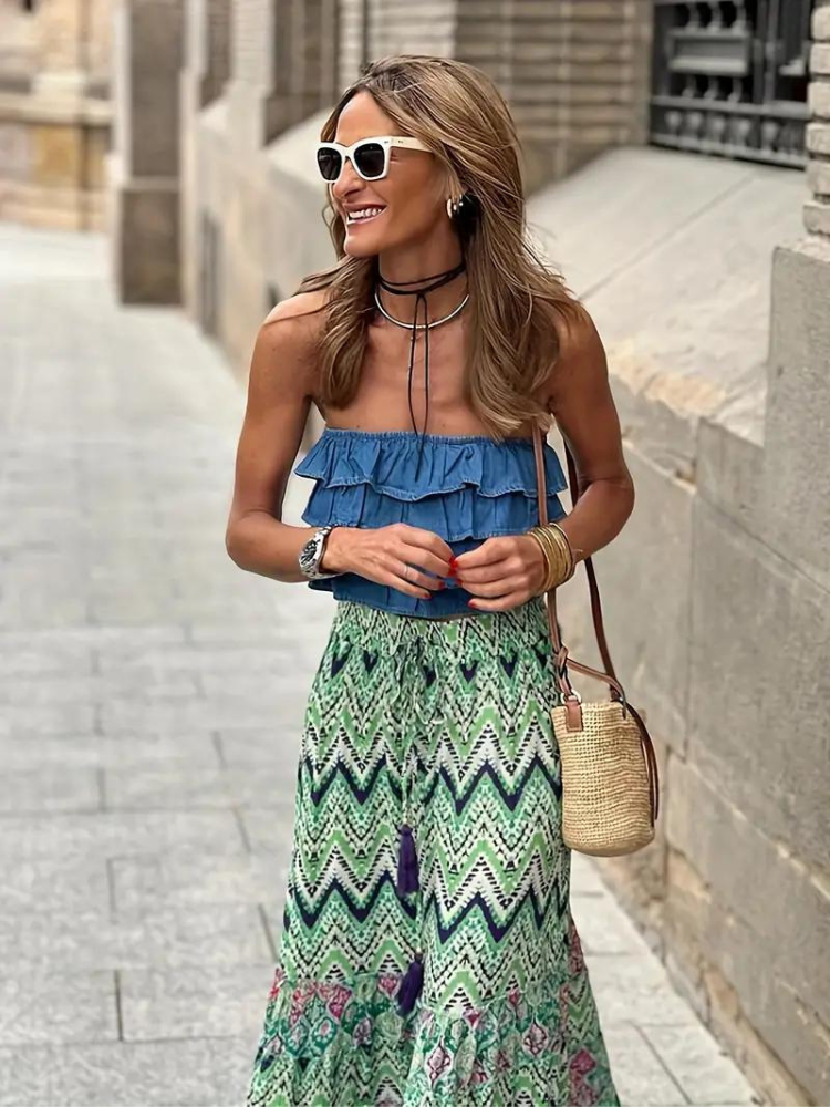Skovae | Maxi Skirt Farverig Boho-flæser Skirt