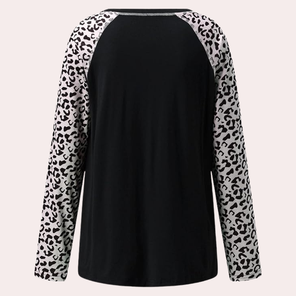 Stilla | Kvindelig Langærmet T-Shirt med Leopardmønster