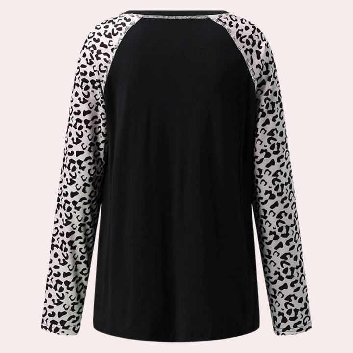 Stilla | Kvindelig Langærmet T-Shirt med Leopardmønster