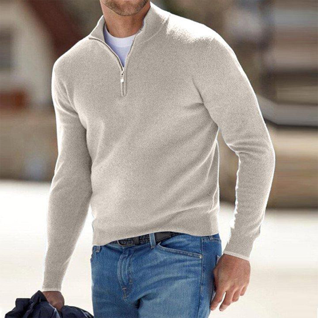 Stilla | Slim Fit Let bomuldsblanding Halv lynlås Casual stil