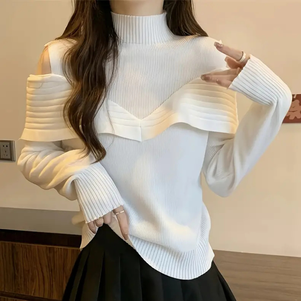 Stilla | Stilfuld Åben Skulder Sweater til Kvinder
