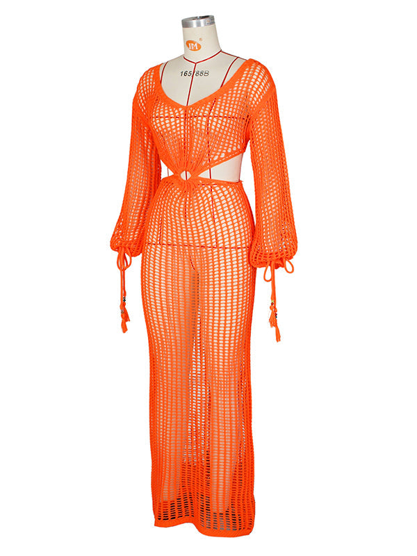 Stilla | Orange Fransk Transparent Ferie Strand Tynd Maxi Maternity Kjoler