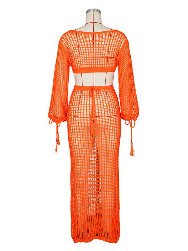 Stilla | Orange Fransk Transparent Ferie Strand Tynd Maxi Maternity Kjoler
