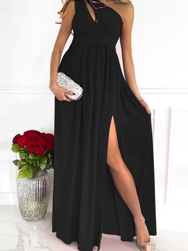 Stilla | En Skulder Side Slids Høj Talje Cocktail Elegante Maternity Kjoler