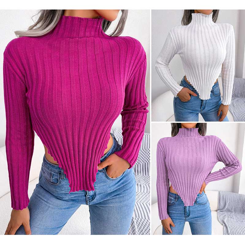 Stilla | Asymmetrisk Sweater Med Lange Ærmer Og Høj Krave