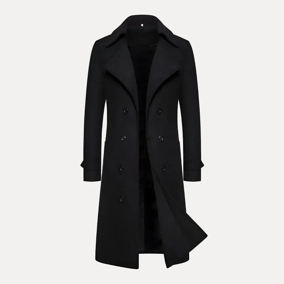 Stilla | Dobbeltradet Knap Uld Trenchcoat