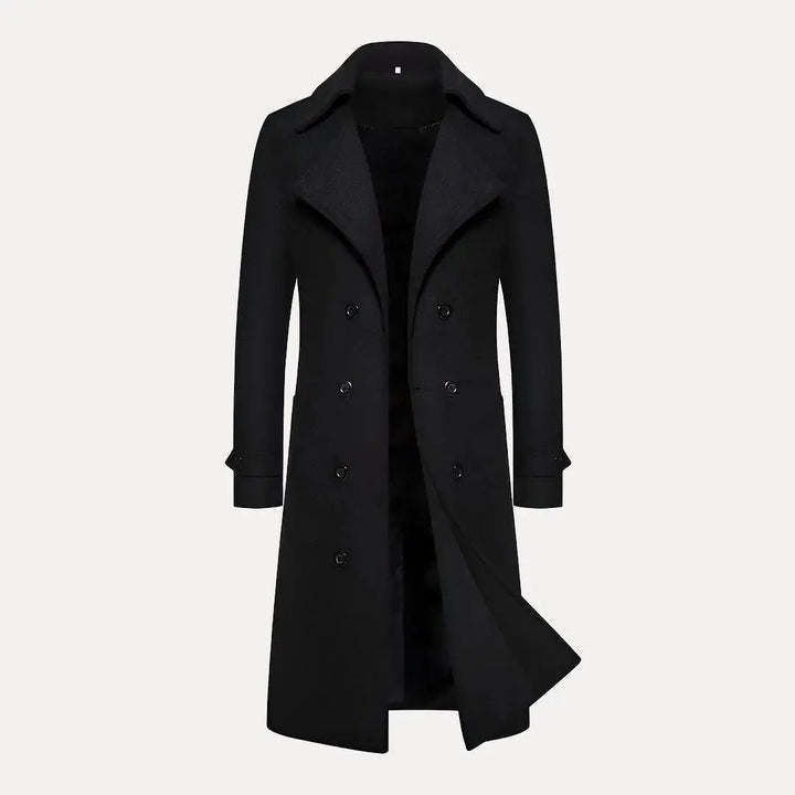 Stilla | Dobbeltradet Knap Uld Trenchcoat