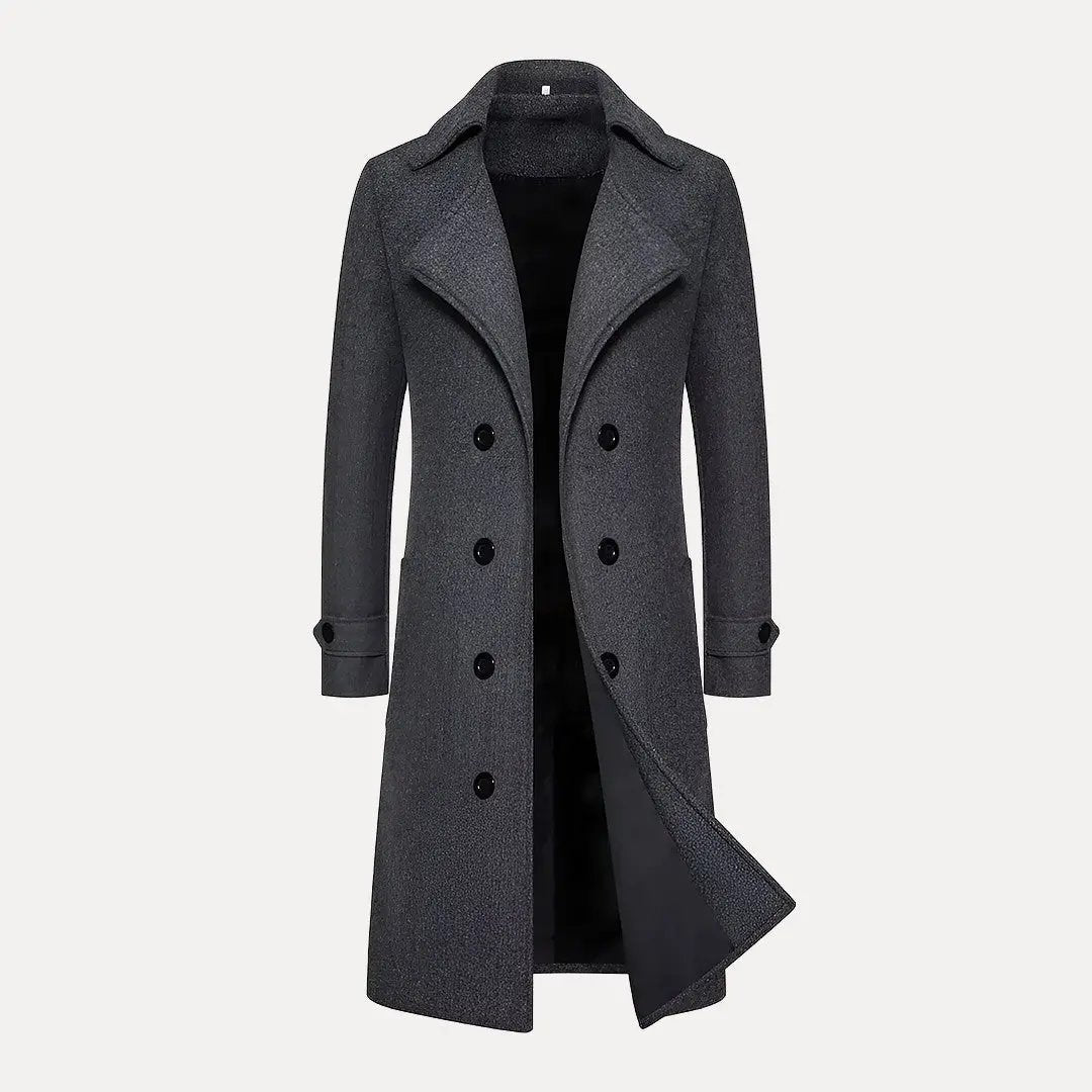 Stilla | Dobbeltradet Knap Uld Trenchcoat