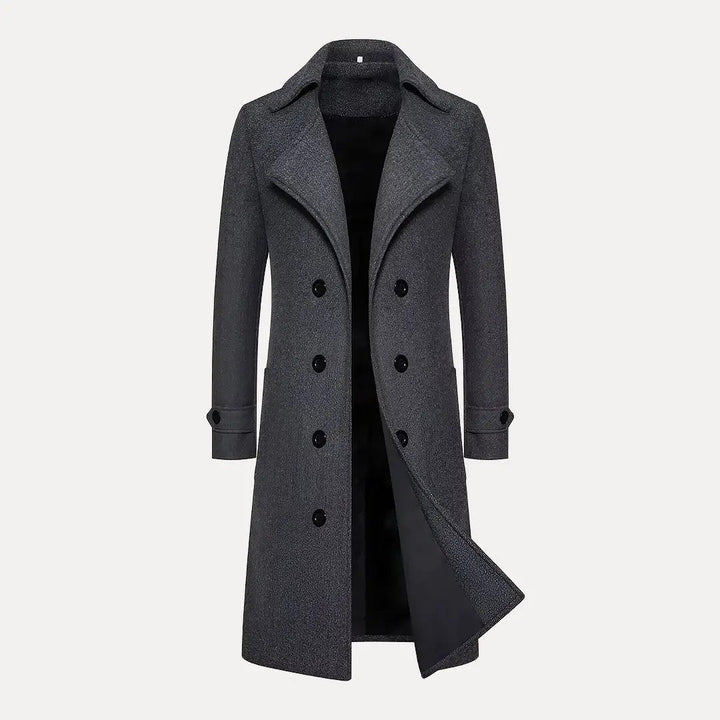 Stilla | Dobbeltradet Knap Uld Trenchcoat