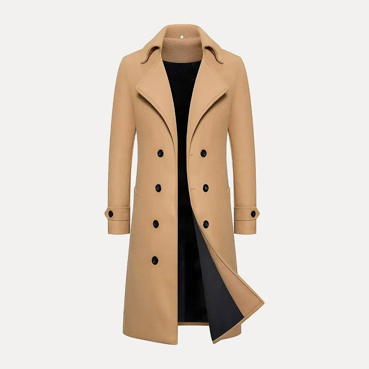 Stilla | Dobbeltradet Knap Uld Trenchcoat