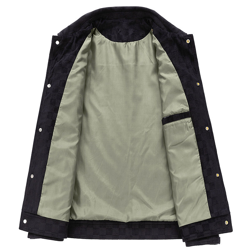 Stilla | Faux Suede Rutet Jakke med Trykknaplukning