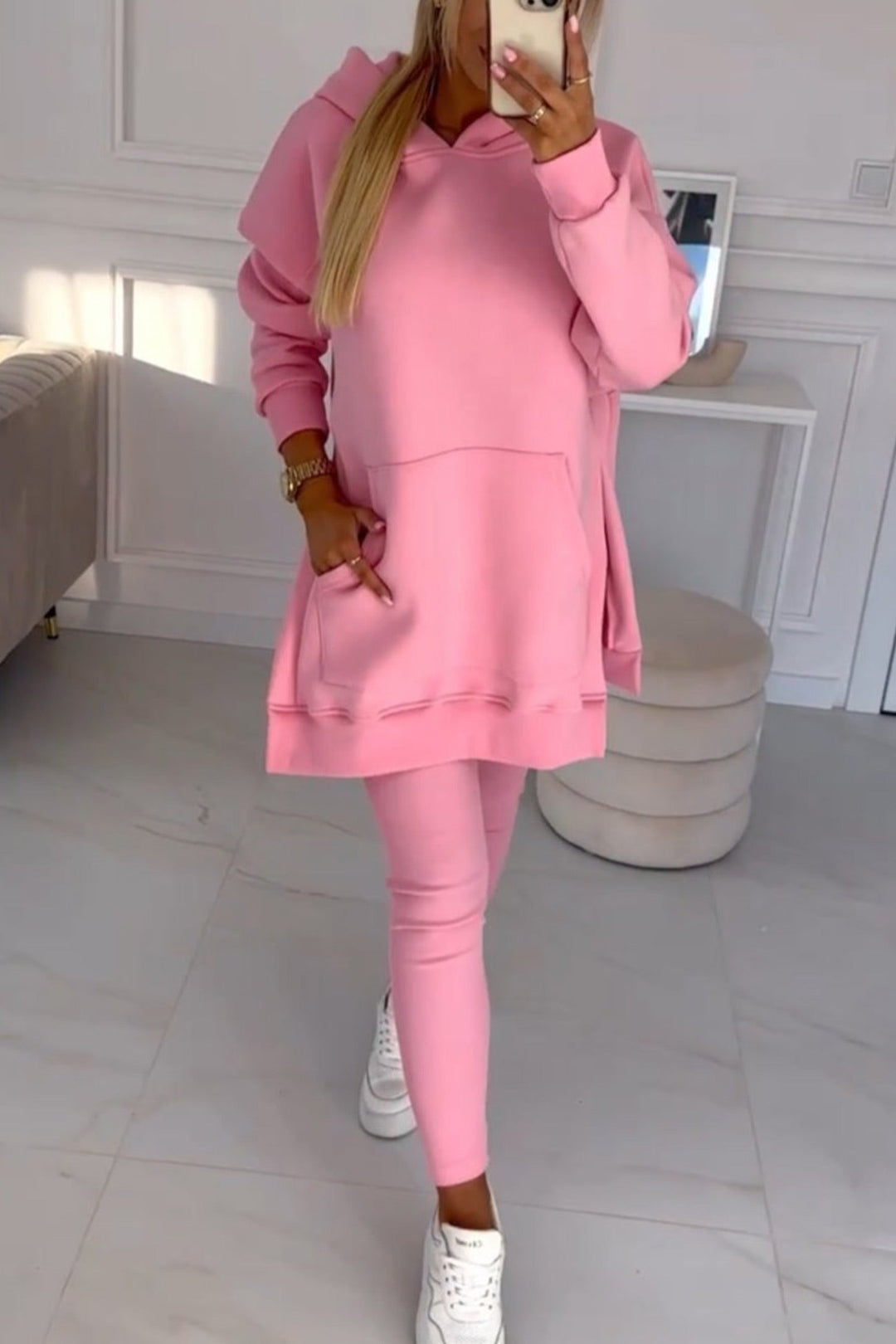 Stilla | Hoodie Leggings med Slids Mellem Lang
