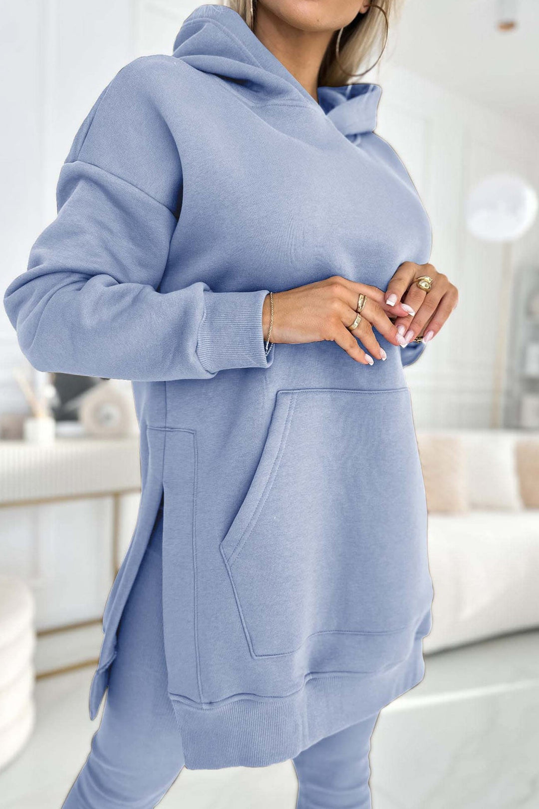 Stilla | Hoodie Leggings med Slids Mellem Lang