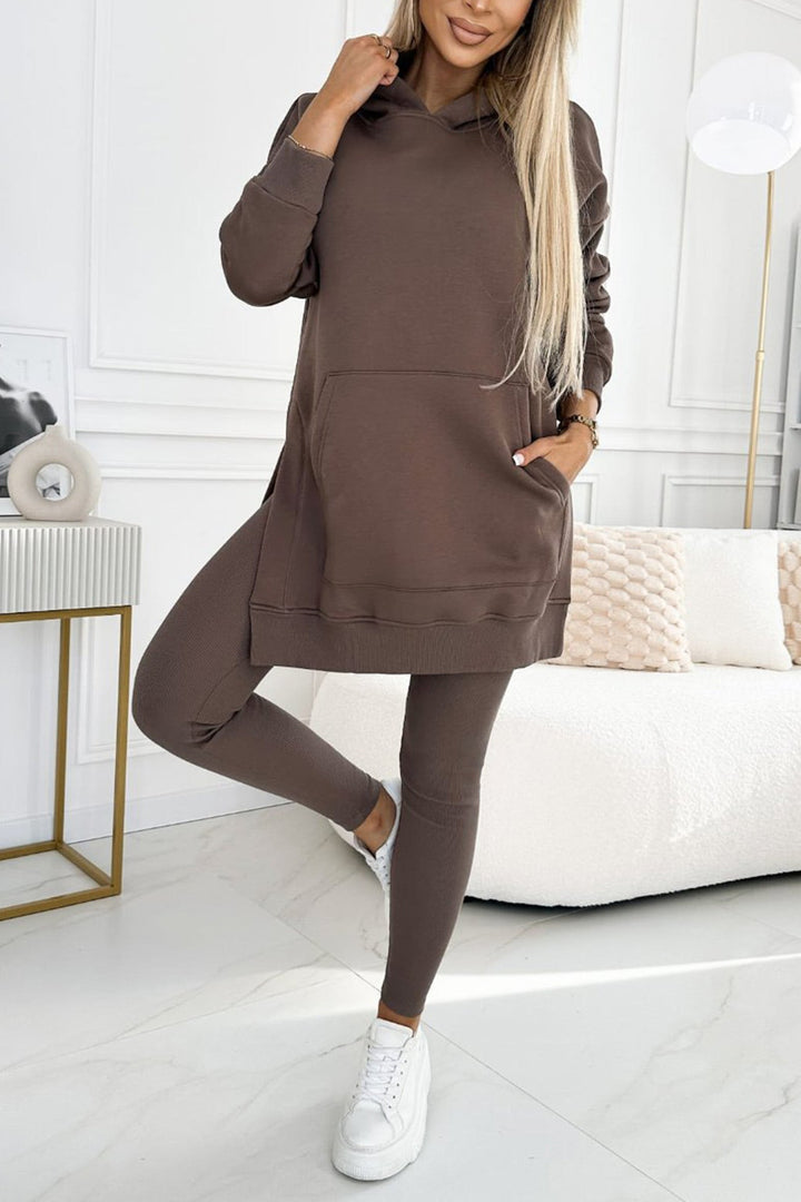 Stilla | Hoodie Leggings med Slids Mellem Lang