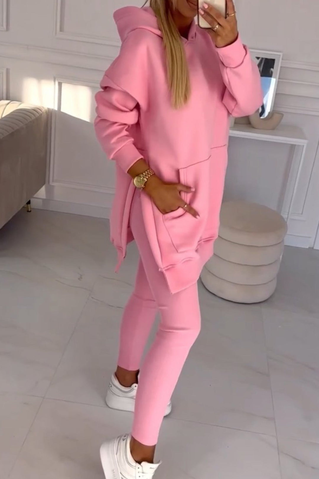 Stilla | Hoodie Leggings med Slids Mellem Lang
