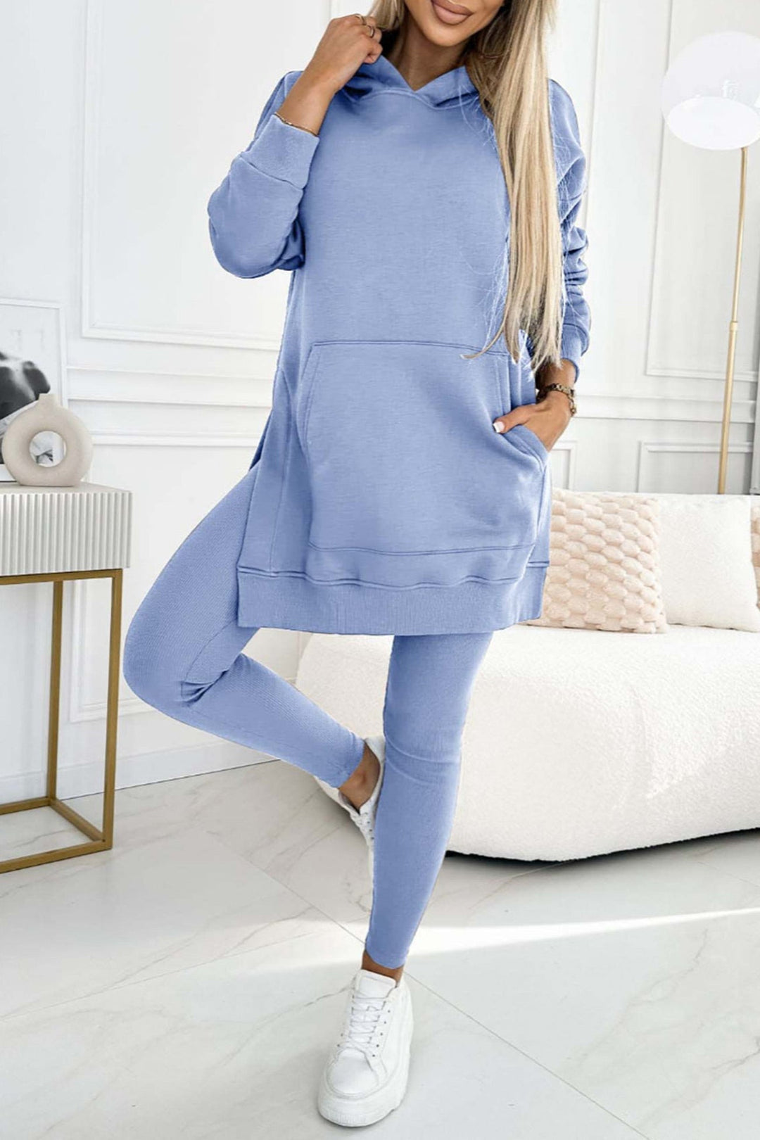 Stilla | Hoodie Leggings med Slids Mellem Lang