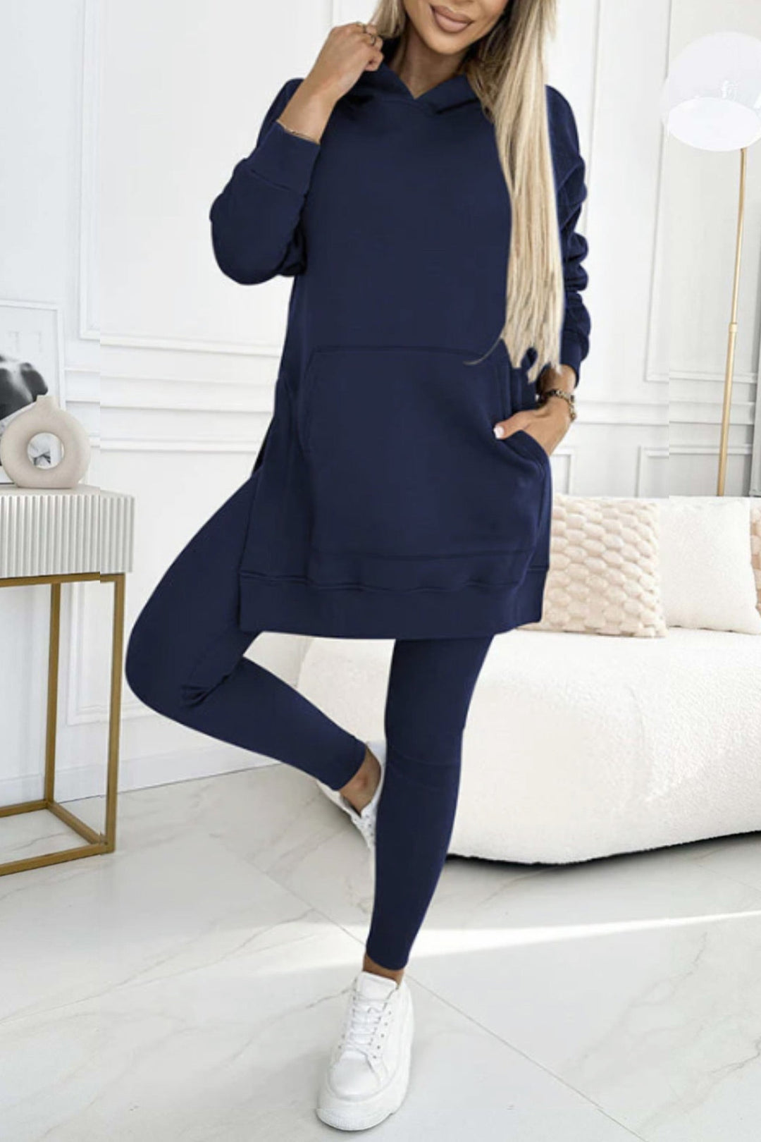 Stilla | Hoodie Leggings med Slids Mellem Lang
