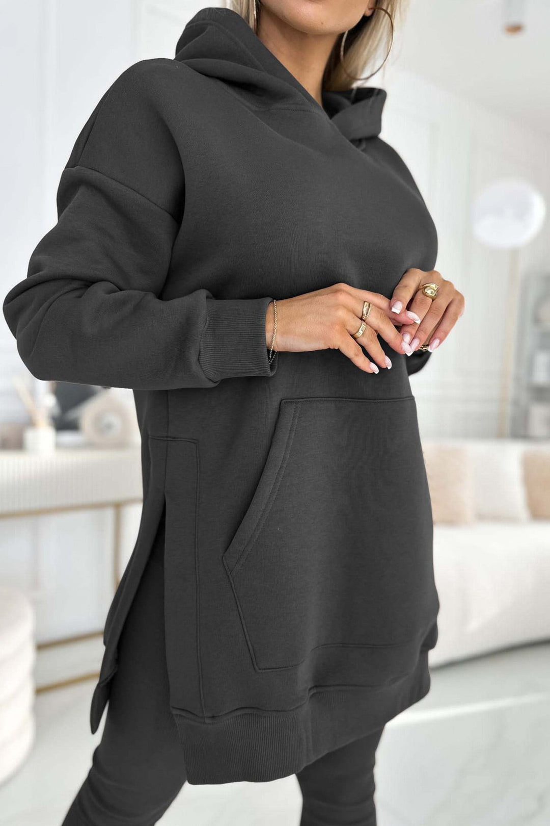 Stilla | Hoodie Leggings med Slids Mellem Lang