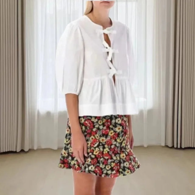 Stilla | Trendy bluse med leopardprint med pufærmer