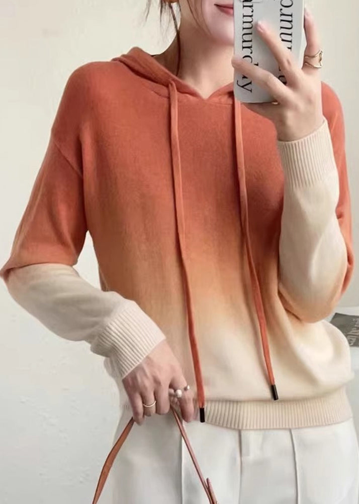 Stilla | Farveovergang Patchwork Uldstrikpullover med Hue Efterår
