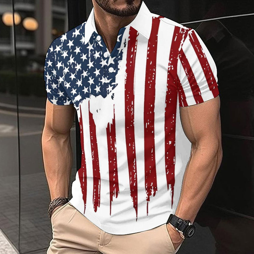 Herrer mode polo skjorte med patriotisk design Stilla