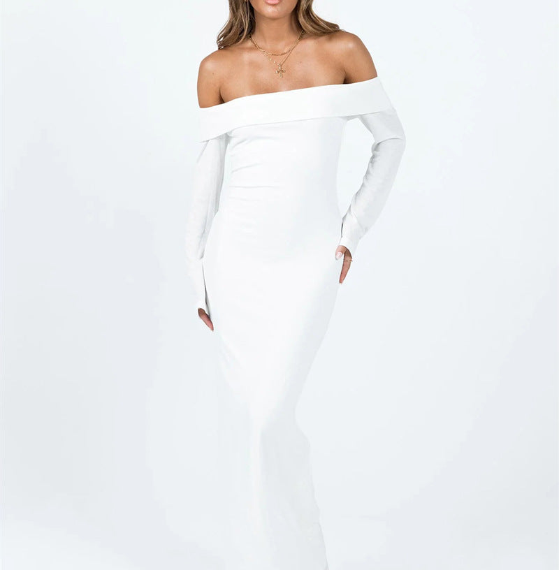 Dame Off-Shoulder Maxikjole med tætsiddende snit Stilla