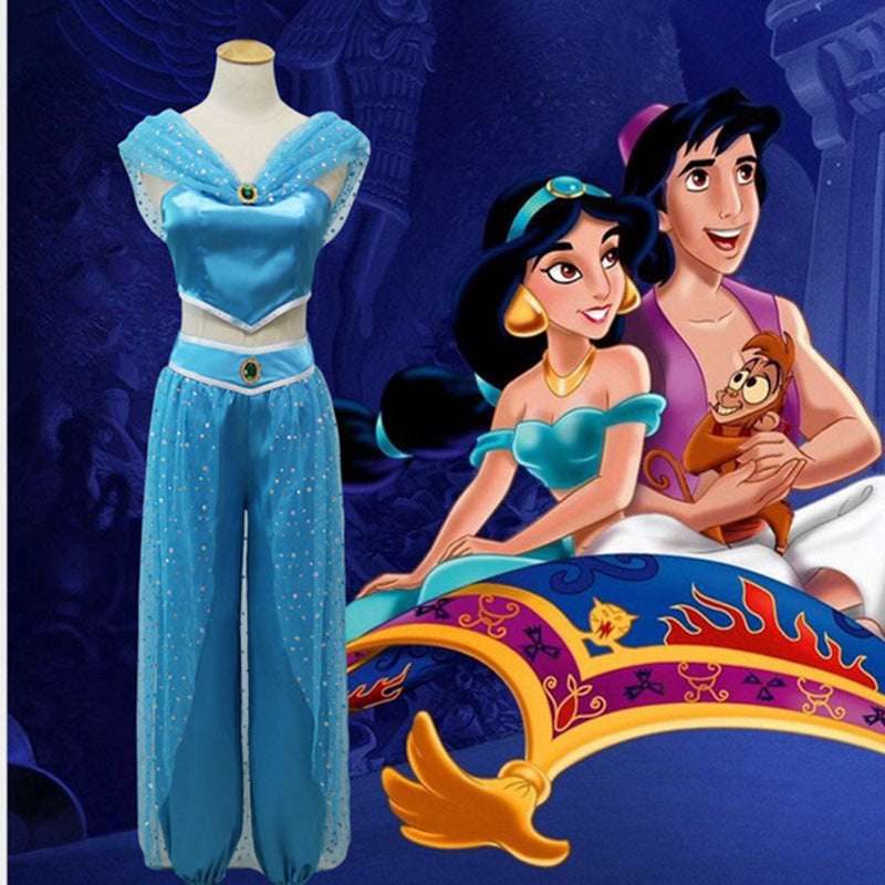 Dame kostume sæt med glitrende detaljer og off-shoulder design Skovae